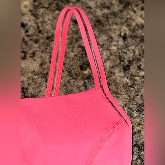 Lululemon Straight Up Bra in Pink Lemonade with Clear Sheer Straps - Size 6 - Picture 6 of 10